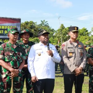 Danyonmarhanlan XIV Hadiri Apel Pasukan PRCPB di Sorong: TNI-Polri dan Pemda Siap Hadapi Ancaman Bencana di Papua Barat Daya