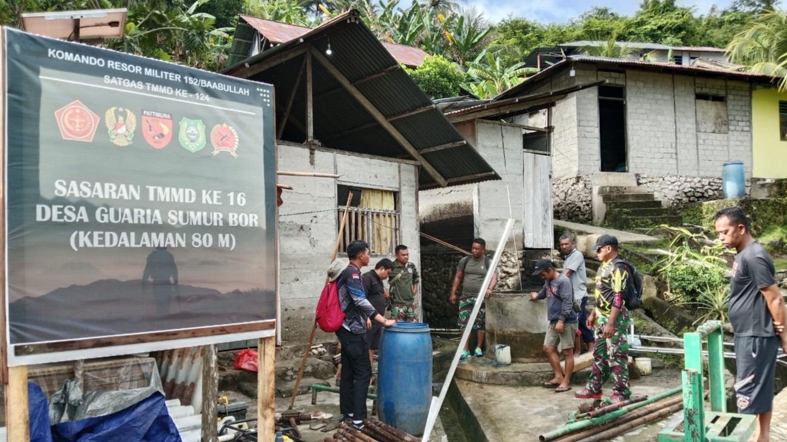 Menyeberangi Lautan, Satgas TMMD Kodim 1501/Ternate Wujudkan Harapan Air Bersih di Desa Guaria