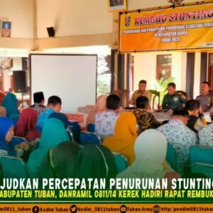 Wujudkan Percepatan Penurunan Stunting Di Wilayah Kabupaten Tuban, Danramil 0811/14 Kerek Hadiri Rapat Rembuk Stunting