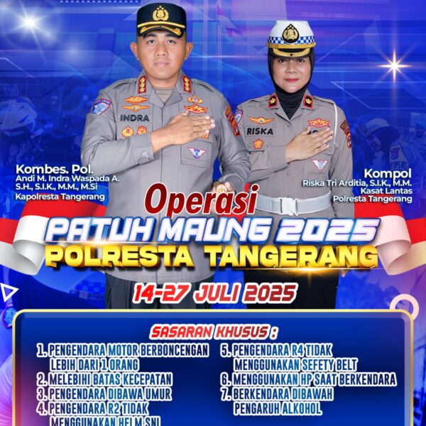 Catat, Besok Polresta Tangerang Bakal Gelar Operasi Patuh Maung Selama 14 Hari