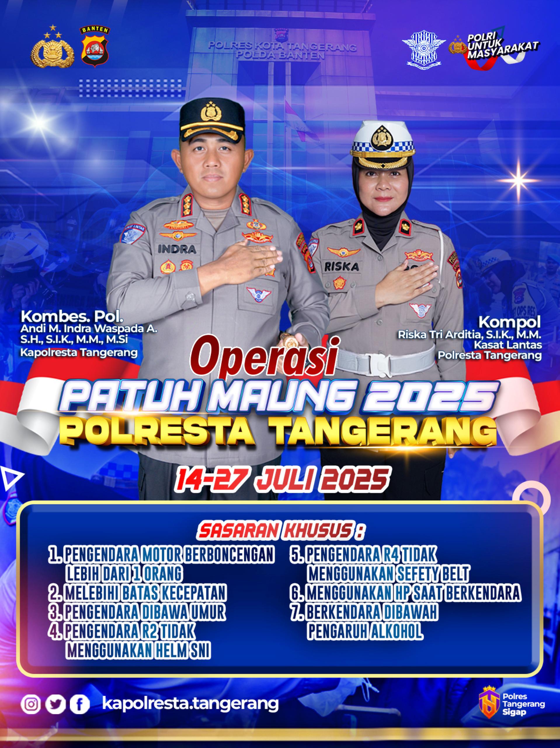 Catat, Besok Polresta Tangerang Bakal Gelar Operasi Patuh Maung Selama 14 Hari