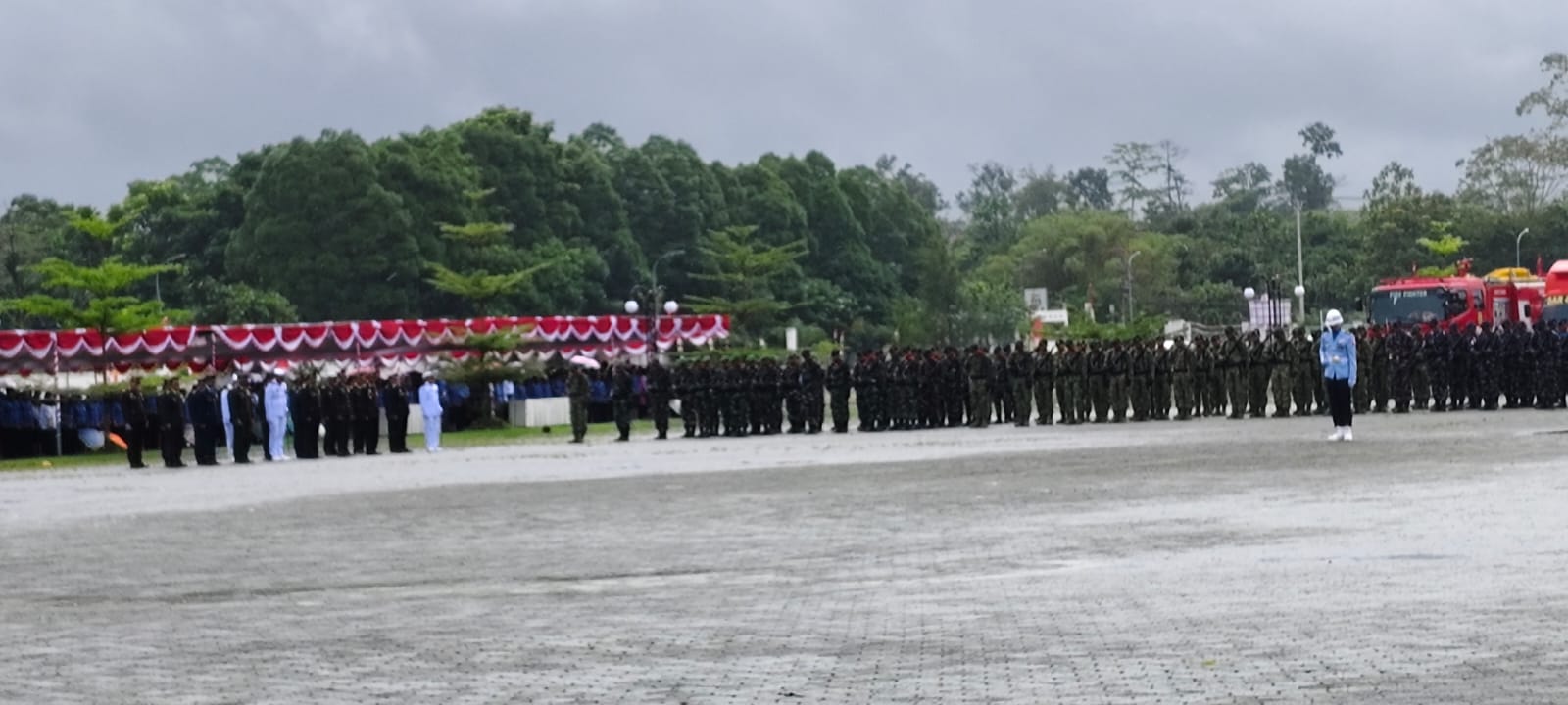Kodim 1710/Mimika Ikuti Upacara Peringatan HUT Ke-80 Republik Indonesia di Kantor Pusat Pemerintahan Kabupaten Mimika