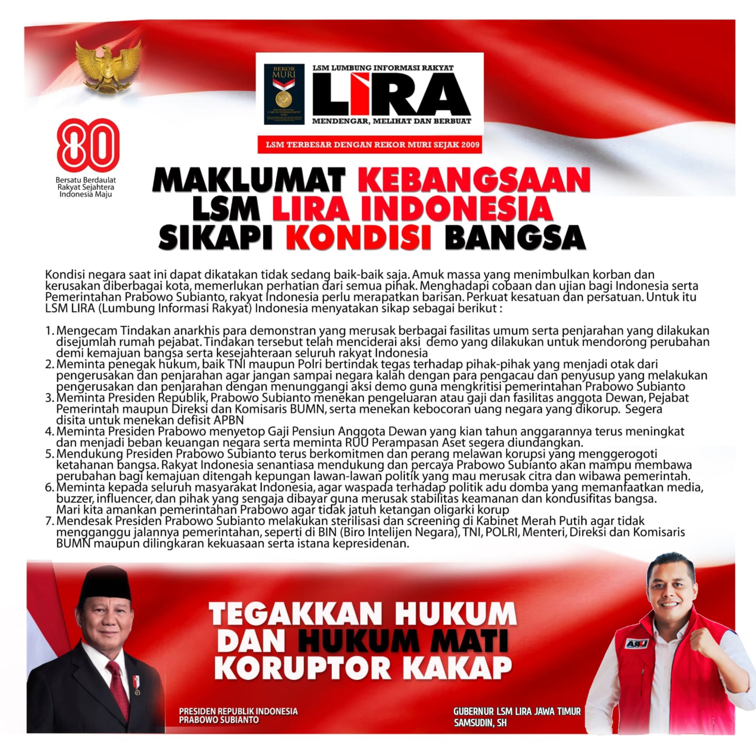LSM LIRA: Jangan Ada Kenaikan Gaji Dewan, Fokus Selamatkan Keuangan Negara
