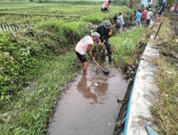 Babinsa Koramil 0808/20 Sananwetan Bersama Kelompok Tani Laksanakan Pembersihan Irigasi