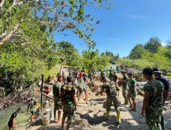 Melalui TMMD Ke-127 Kodim 1804/Kaimana Terus Kerjakan Pembangunan Jembatan di Kampung Sisir