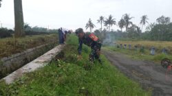 Bersihkan Bahu Jalan, Babinsa Pasirharjo Kerja Bakti Bersama Warga Demi Keindahan Lingkungan
