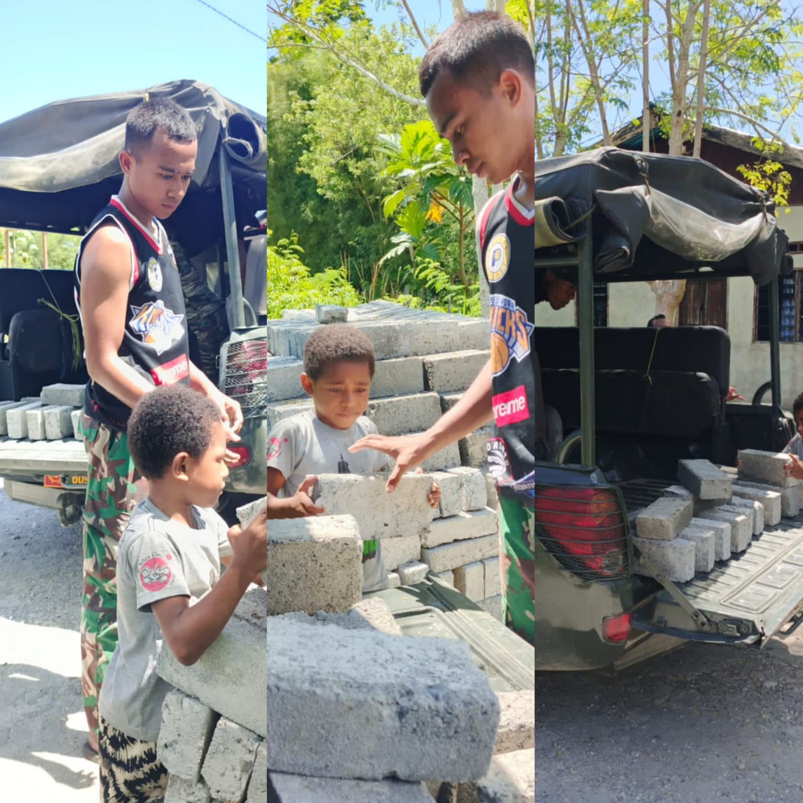 TMMD Ke-128 Kodim 1801/Manokwari, Bangkitkan Jiwa Kebersamaan Anak-Anak Ikut Gotong-royong Bangun Kampung TMMD Ke-128 Kodim 1801/Manokwari, Bangkitkan Jiwa Kebersamaan Anak-Anak Ikut Gotong-royong Bangun Kampung