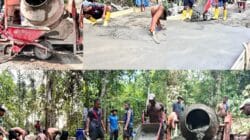 Semangat Gotong Royong Satgas TMMD Ke-128 Kodim 1801/Manokwari, Kebut Pembangunan Cor Jalan Warga Kampung Tanah Rubuh