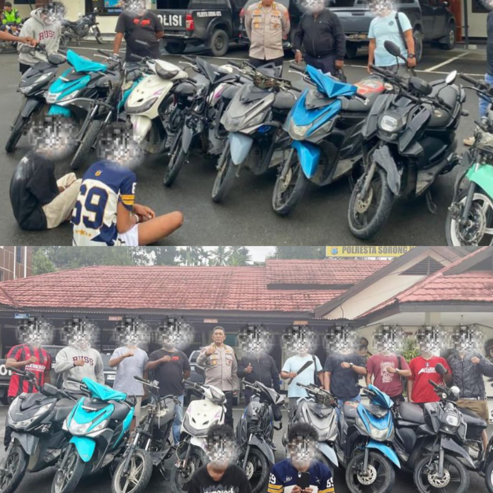 Team Mangewang Ringkus Pelaku Curanmor dan Jambret di Sorong: 9 Motor Curian Diamankan, Dua Residivis Jalanan Ditangkap Polisi