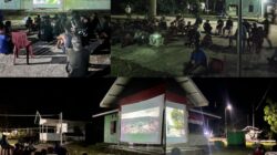 Nonton Bareng “Bakti Memanggil di Kota Injil”, Warga dan Satgas TMMD Ke-128 Saksikan Kiprah Kodim 1801/Manokwari