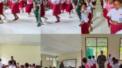 Koptu Arif Latih Tarian Yospan Anak SD Inpres 62 Asai dalam Kegiatan TMMD ke-128 Kodim 1801/Manokwari