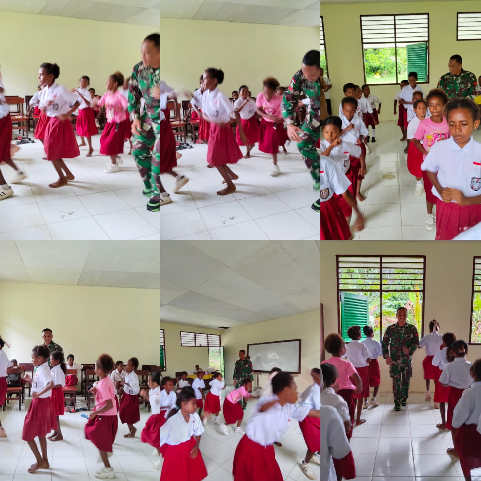 Koptu Arif Latih Tarian Yospan Anak SD Inpres 62 Asai dalam Kegiatan TMMD ke-128 Kodim 1801/Manokwari