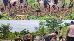 Satgas TMMD Ke-128 Kodim 1801/Manokwari Gotong Royong Bersihkan Pekarangan RTLH