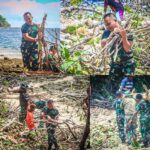 Dansatgas TMMD Ke-128 Turun Langsung Gotong Royong Bersama Warga Bersihkan Lokasi Upacara Penutupan