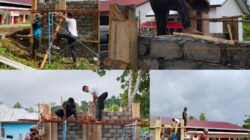 Kerja Sama Solid, Satgas TMMD Ke-128 Kodim 1801/Manokwari Sigap Lakukan Pengecoran Bak Penampungan Air Bersih