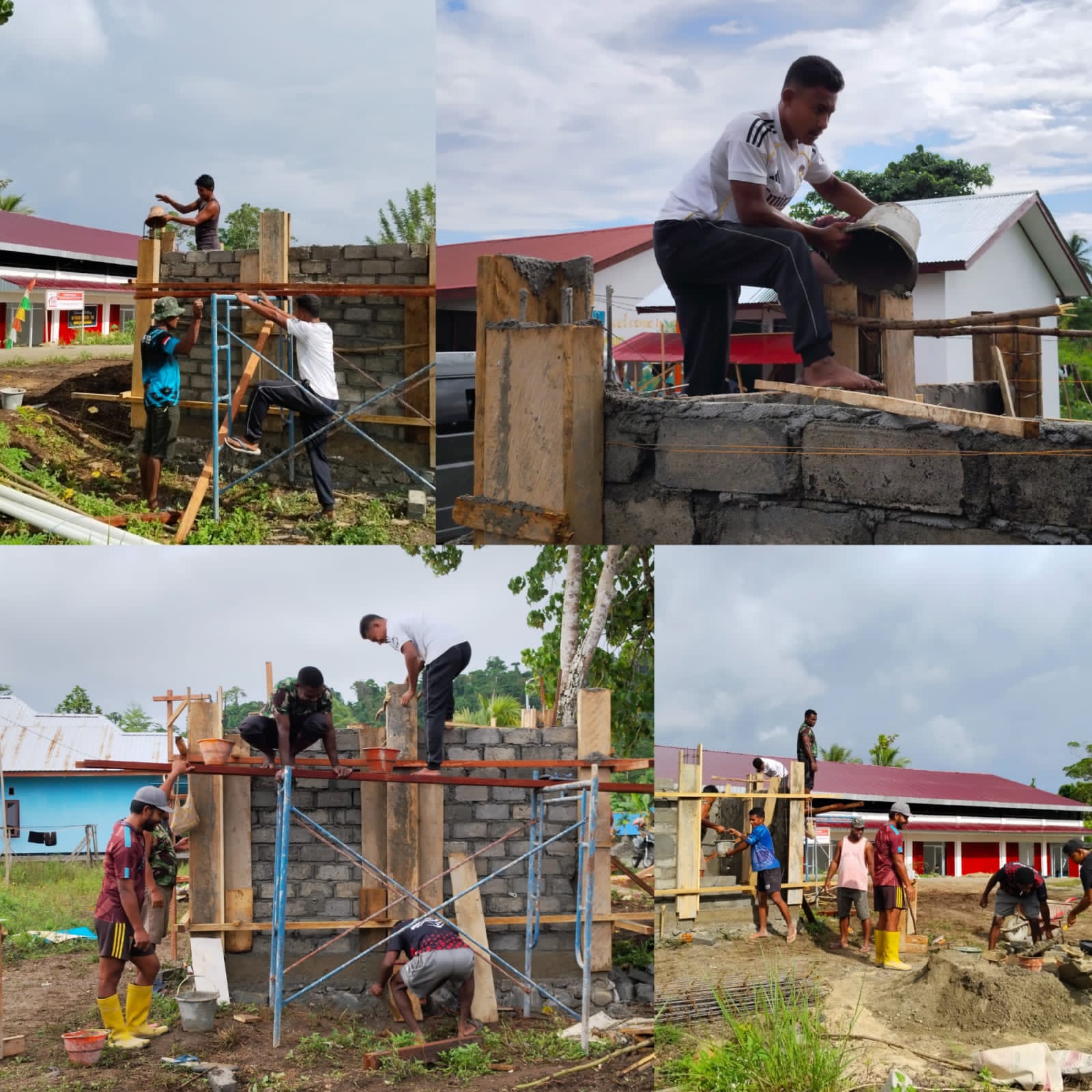 Kerja Sama Solid, Satgas TMMD Ke-128 Kodim 1801/Manokwari Sigap Lakukan Pengecoran Bak Penampungan Air Bersih