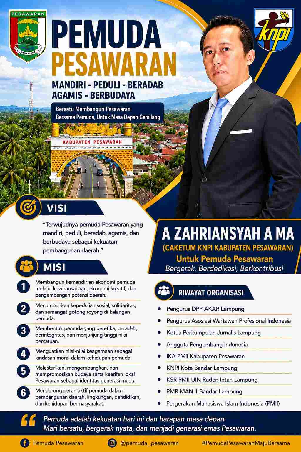 A Zahriansyah A Ma Bawa Semangat Pemuda Berbudaya untuk Masa Depan Pesawaran