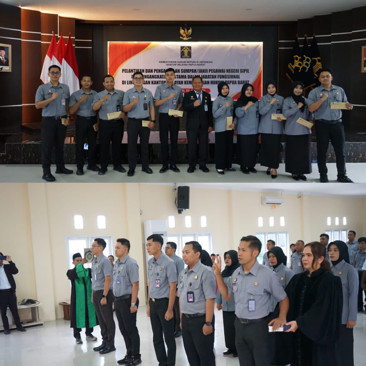 Kakanwil Kemenkum Papua Barat Ambil Sumpah PNS dan Lantik Pegawai dalam Jabatan Fungsional, Teguhkan Integritas ASN Kakanwil Kemenkum Papua Barat Ambil Sumpah PNS dan Lantik Pegawai dalam Jabatan Fungsional, Teguhkan Integritas ASN