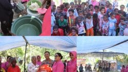 Polresta Sorong Kota Angkat Kearifan Lokal Tokok Sagu dan Bhakti Sosial Bersama Warga Kokoda Dalam Rangka Hari Bhayangkara Ke-80