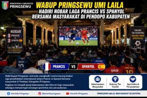 Wabup Pringsewu Umi Laila Hadiri Nobar Laga Prancis vs Spanyol Bersama Masyarakat di Pendopo Kabupaten