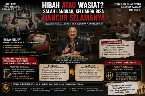 Hibah Gelap: Praktik Tertutup yang Diduga Menjadi Pemicu Utama Sengketa Waris Bernilai Miliaran Rupiah Hibah Gelap: Praktik Tertutup yang Diduga Menjadi Pemicu Utama Sengketa Waris Bernilai Miliaran Rupiah