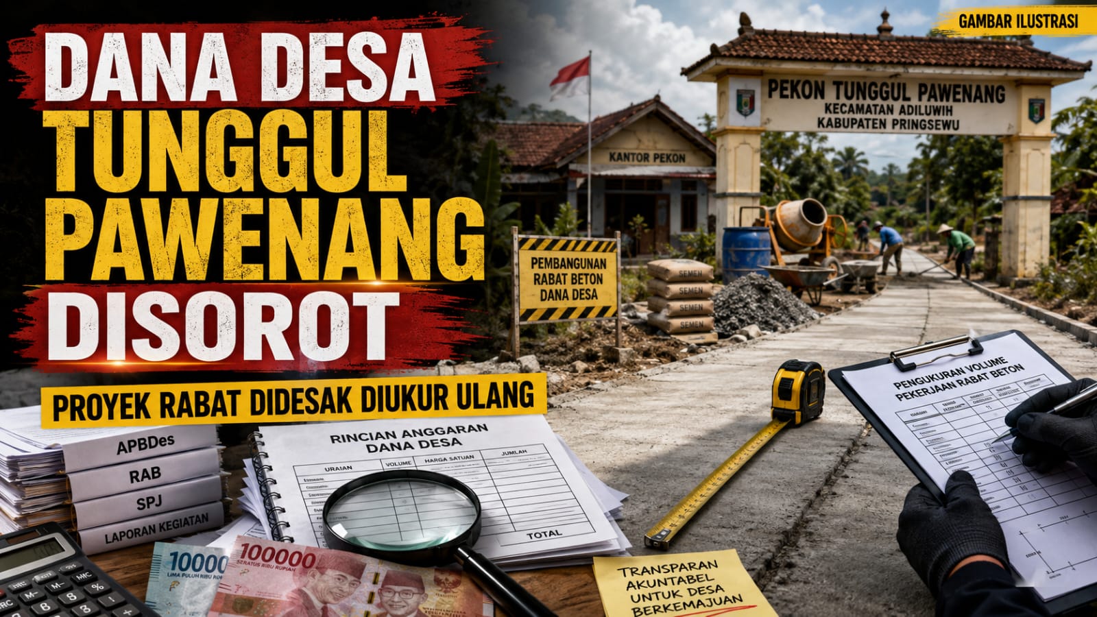 Dana Desa Tunggul Pawenang Rp2,01 Miliar Baru Dua Tahun Disorot, Proyek Rabat Ratusan Juta Didesak Diukur Ulang Dana Desa Tunggul Pawenang Rp2,01 Miliar Baru Dua Tahun Disorot, Proyek Rabat Ratusan Juta Didesak Diukur Ulang