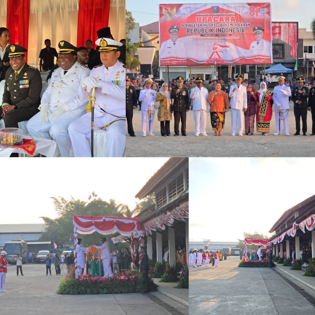Koarmada III Hadiri Upacara Penurunan Bendera HUT Ke-81 RI di Kabupaten Sorong