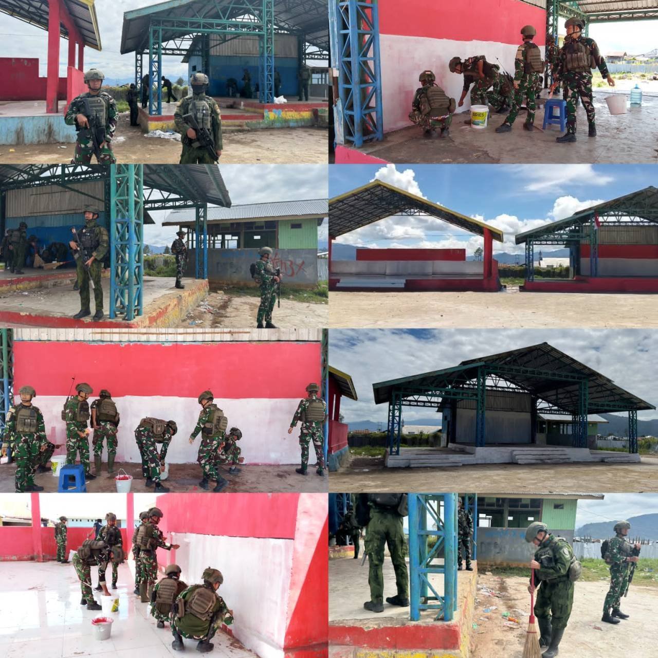 Merah Putih Warnai Enarotali, Satgas Yonif 2 Marinir Percantik Fasilitas Umum Lapangan Karel Gobay Merah Putih Warnai Enarotali, Satgas Yonif 2 Marinir Percantik Fasilitas Umum Lapangan Karel Gobay