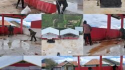 Marinir dan Masyarakat Bersatu dalam Karya Bakti Bersihkan Lapangan Karel Gobay