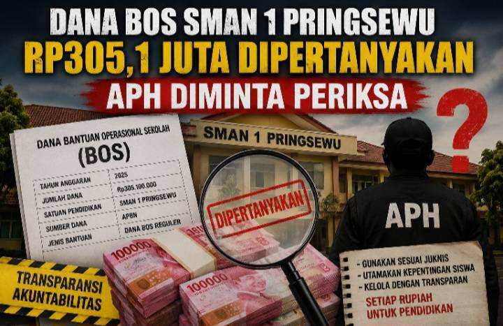DANA BOS SMAN 1 PRINGSEWU RP305,1 JUTA DIPERTANYAKAN, APH DIMINTA PERIKSA