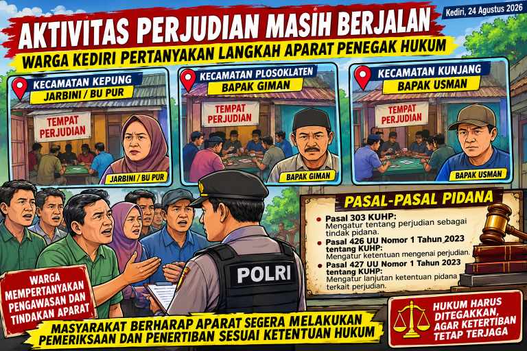 Aktivitas Judi Kembali Disorot, Penegakan Hukum di Kediri Jadi Pertanyaan