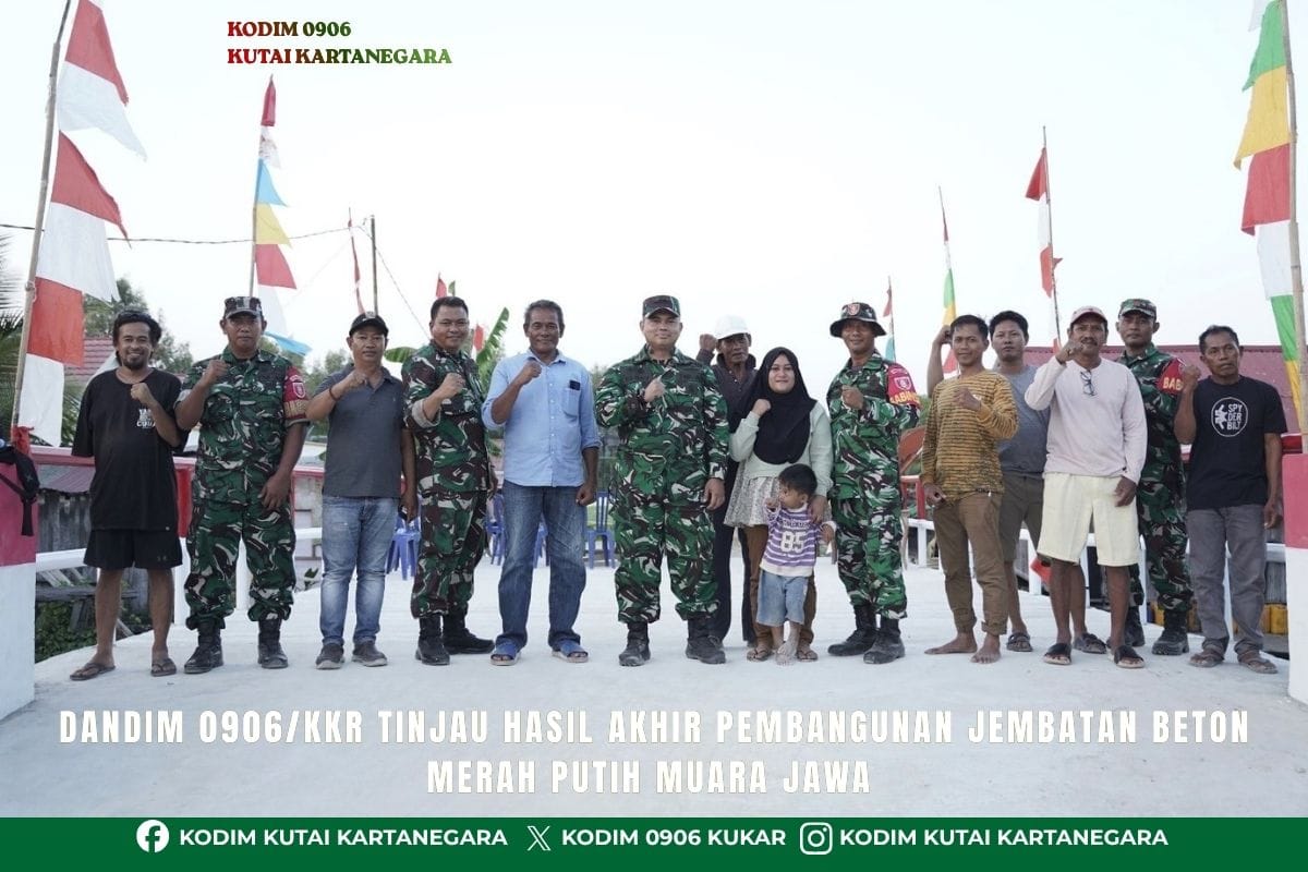Dandim 0906/Kkr Tinjau Hasil Akhir Pembangunan Jembatan Beton Merah Putih Muara Jawa