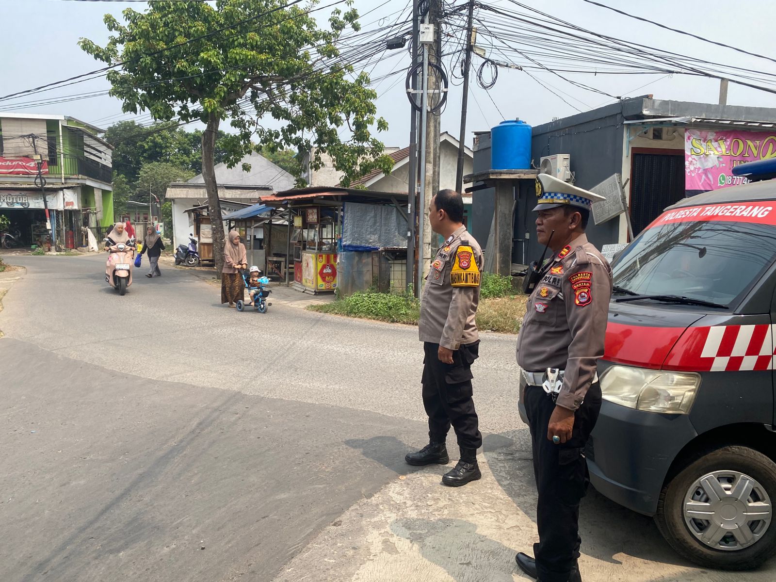Polsek Cikupa Gelar Patroli Public Address, Sampaikan Imbauan Pencegahan Karhutla