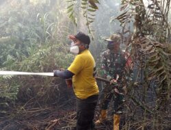 Babinsa Koramil 0901-05/SAMUT Berjibaku Padamkan Kebakaran Lahan 7 Hektare di Makroman