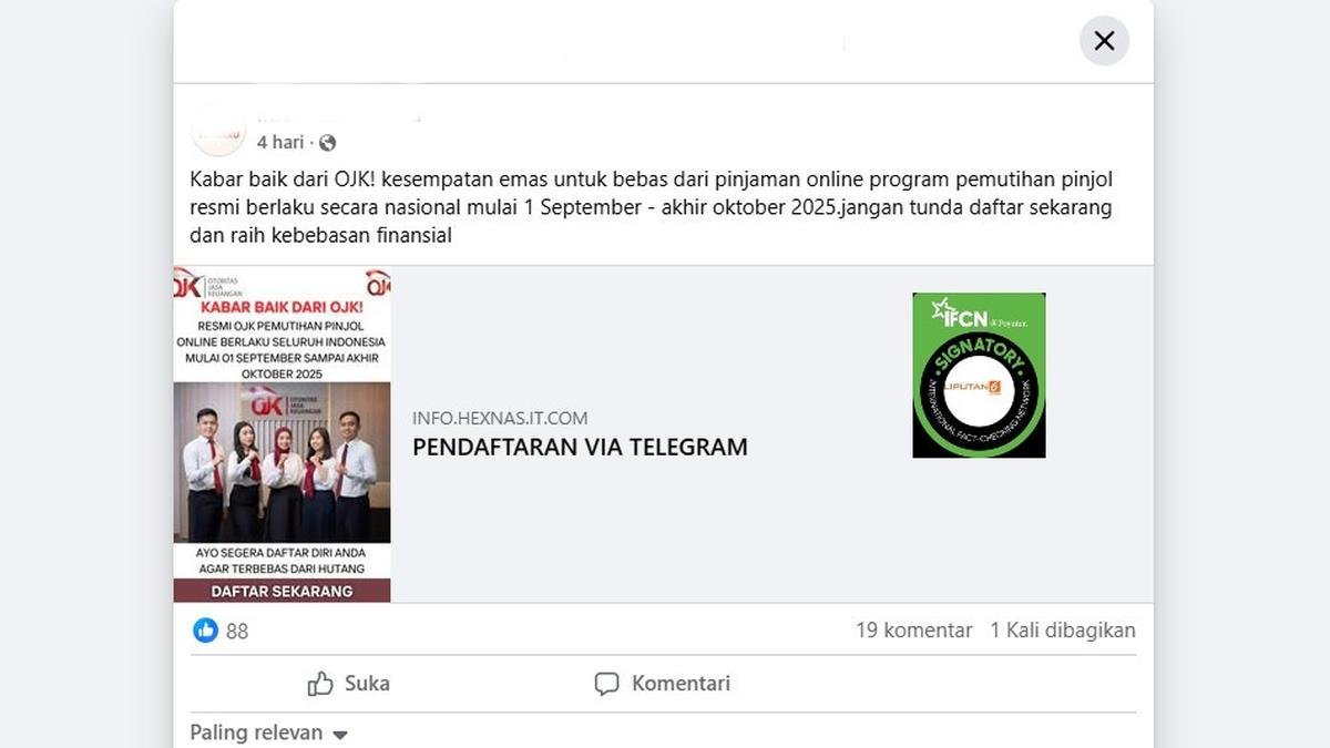 Mengenal Hoaks Pemutihan Data Pinjol di Media Sosial Mengenal Hoaks Pemutihan Data Pinjol di Media Sosial