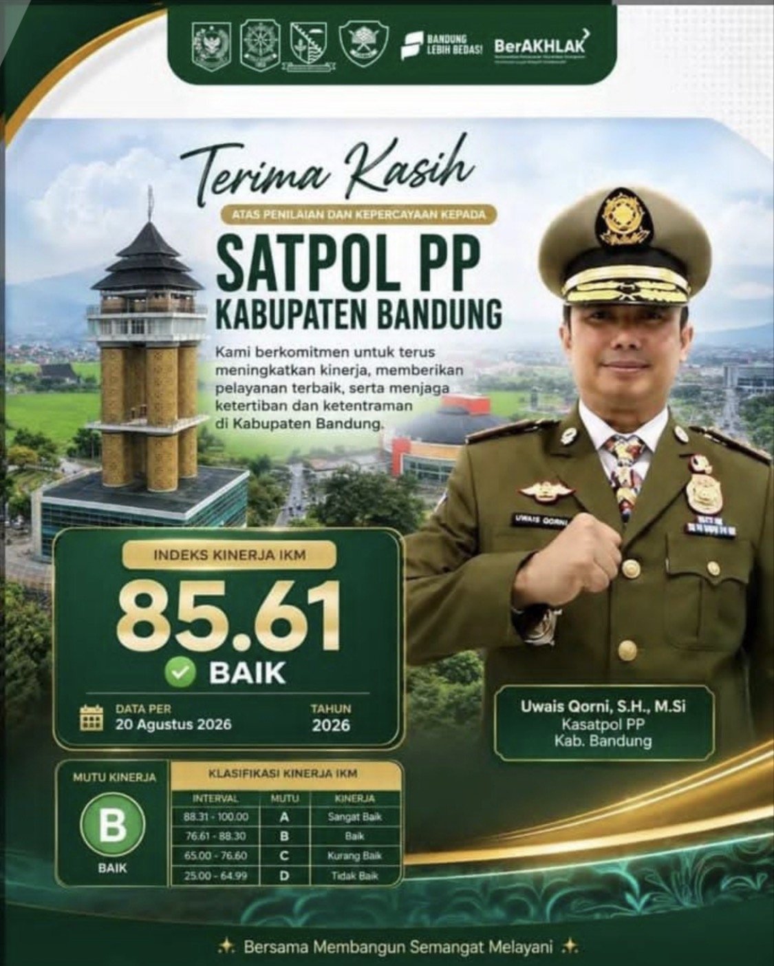 Pencapaian Indeks Kepuasan Masyarakat oleh Satpol PP Kabupaten Bandung