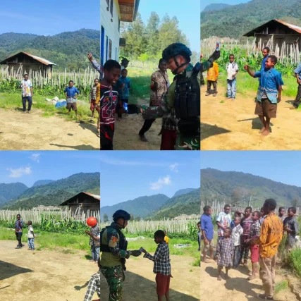 Mengukir Senyum di Pedalaman Papua, Satgas HABEMA Yonif 2 Marinir Tebar Kebahagiaan di Komopa