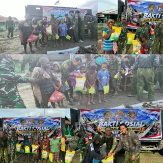 Satgas Yonif 2 Marinir Gelar Baksos Bersama Masyarakat Komopa: Tradisi Bakar Batu, Bagi Sembako, dan Tuntaskan Jembatan Distrik Aradide