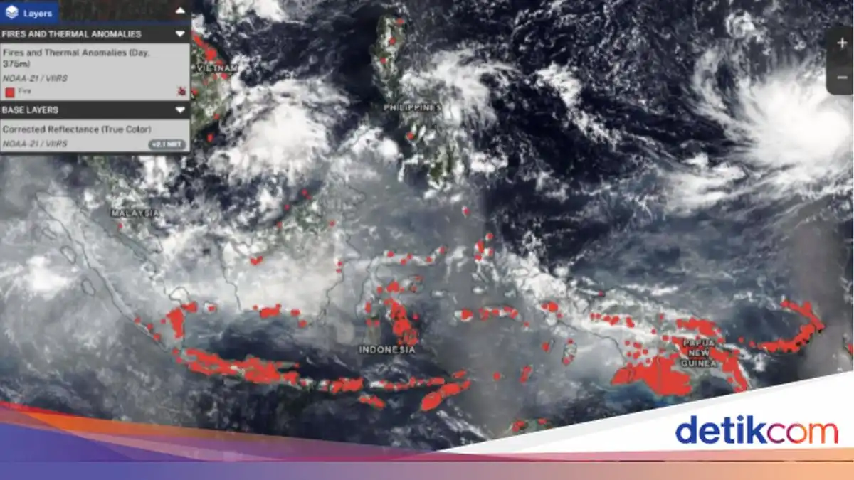 Pantauan NASA Petakan Titik Panas dan Sebaran Asap Karhutla di Indonesia