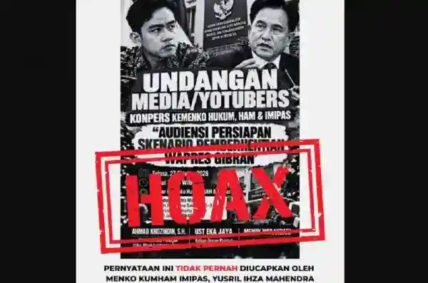 Yusril Tegaskan Selebaran Agenda Pemberhentian Gibran Adalah Hoaks