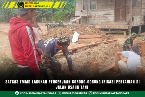 Satgas TMMD Lakukan Pengerjaan Gorong-Gorong Irigasi Pertanian Di Jalan Usaha Tani