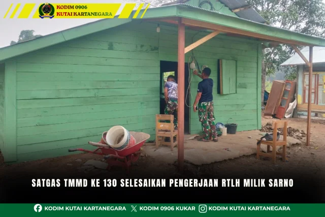Satgas TMMD Ke 130 Selesaikan Pengerjaan RTLH Milik Sarno