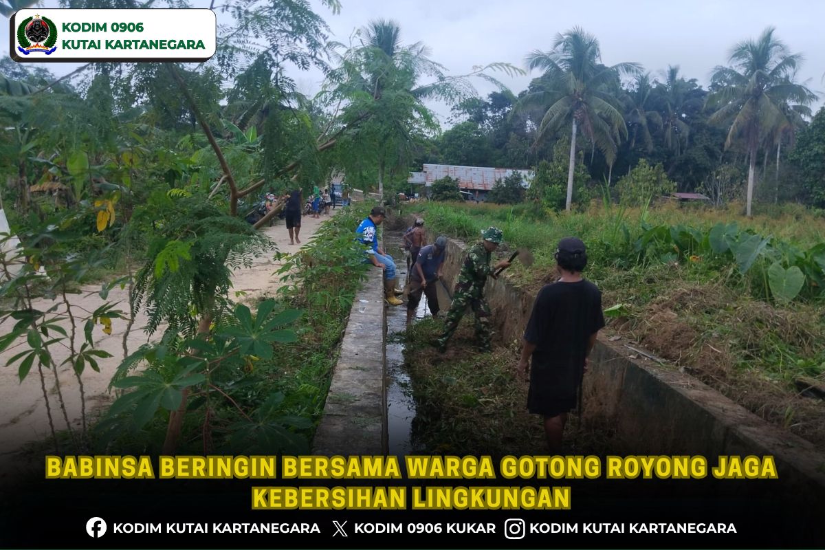 Babinsa Beringin Bersama Warga Gotong Royong Jaga Kebersihan Lingkungan